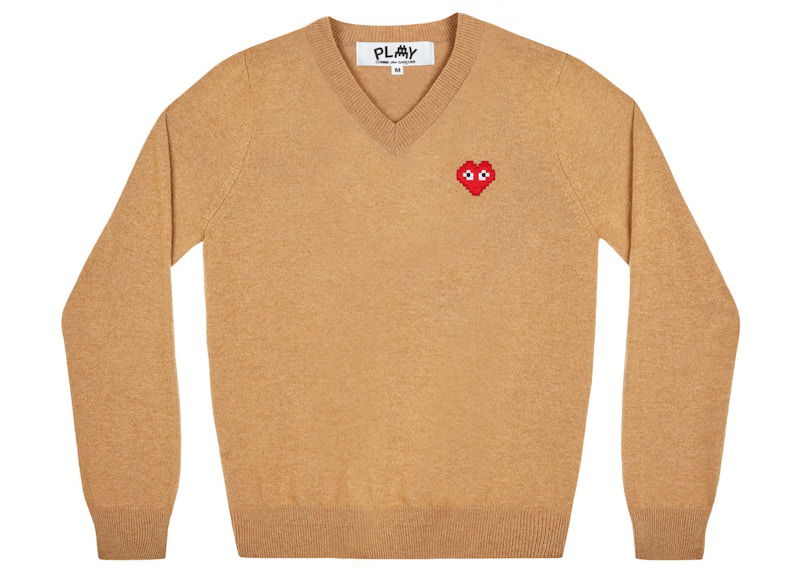 Sweater Comme des Garçons Play x Invader V-Neck Sweater Beige | AZ-N082-051, 0