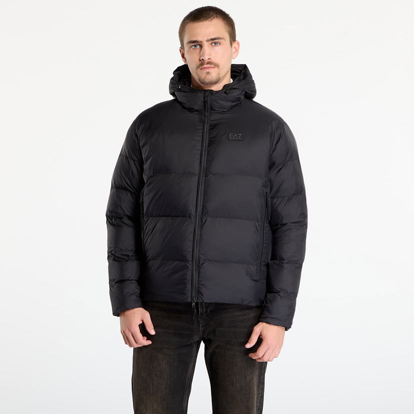 Pufferjacka Emporio Armani Hooded Puffer Mountain Polar Jacket Big Logo Svart | 7M000694AF15956UC001