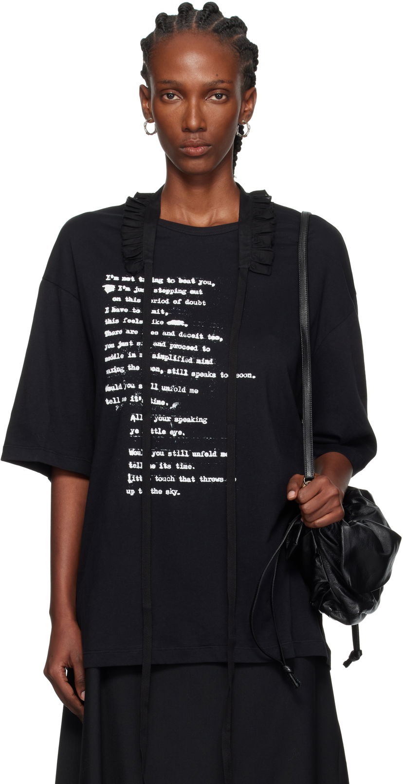 T-shirt Ann Demeulemeester Ann Demeulemeester Danvald High Comfort Graphic T-Shirt Svart | 2520-W-JTS06-54-C-FA206-099