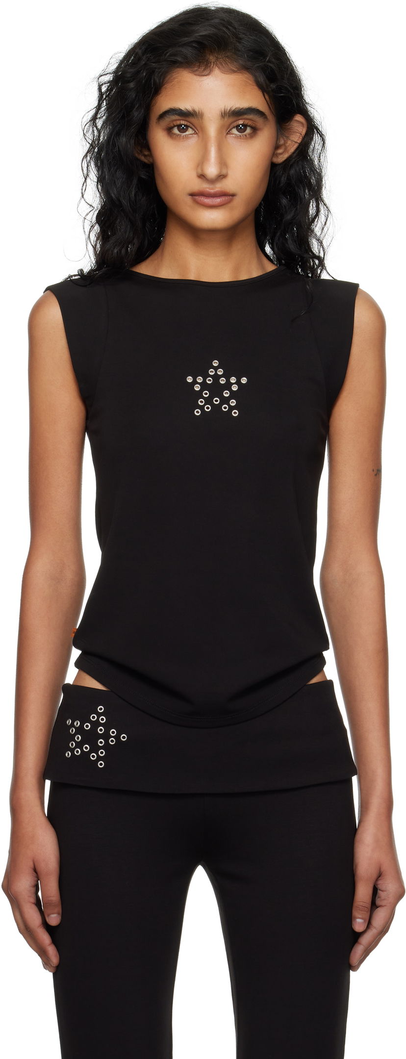 Linne Miaou Miaou Lucia Eyelet Tank Top Svart | 7197HJBSSB