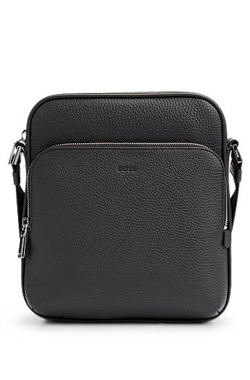 Axelväska BOSS Reporter bag in Italian leather with embossed logo Svart | 50529288