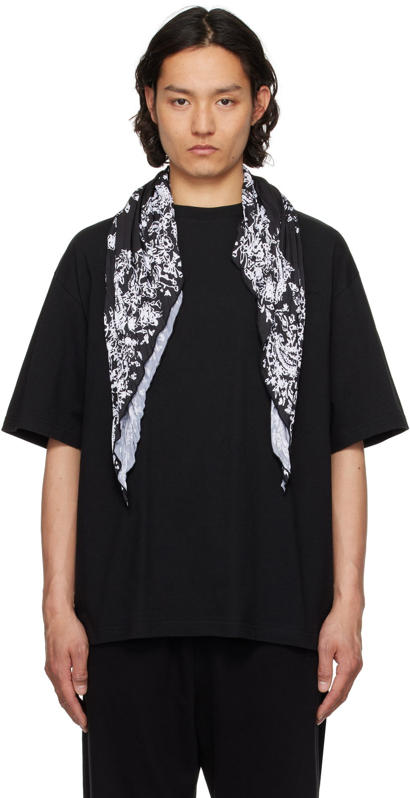 T-shirt We11done We11done Wrinkled Muffler T-Shirt Svart | WD-TT1-25-732-U-BK