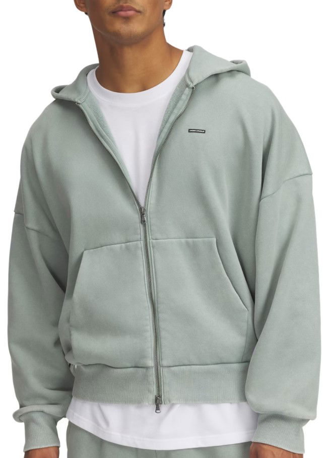 Sweatshirt Under Armour Under Armour Icon HWT Fleece Wash Full-Zip Hoodie Grön | 6000651-348