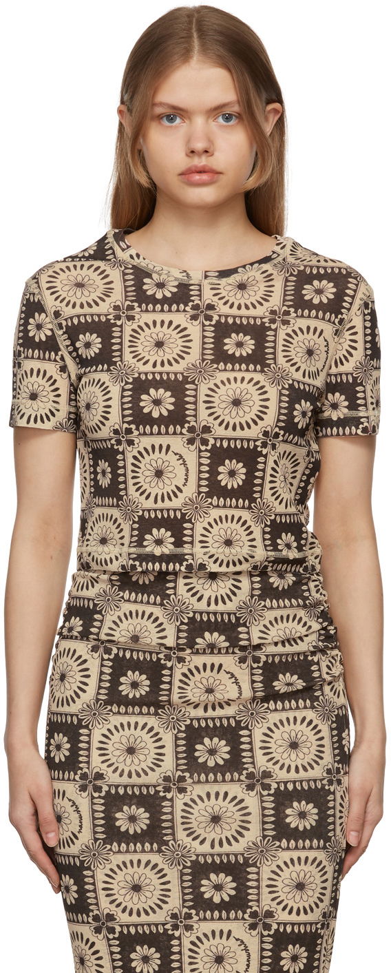 T-shirt Nanushka Tile Print T-Shirt Brun | NW22RSTP01977