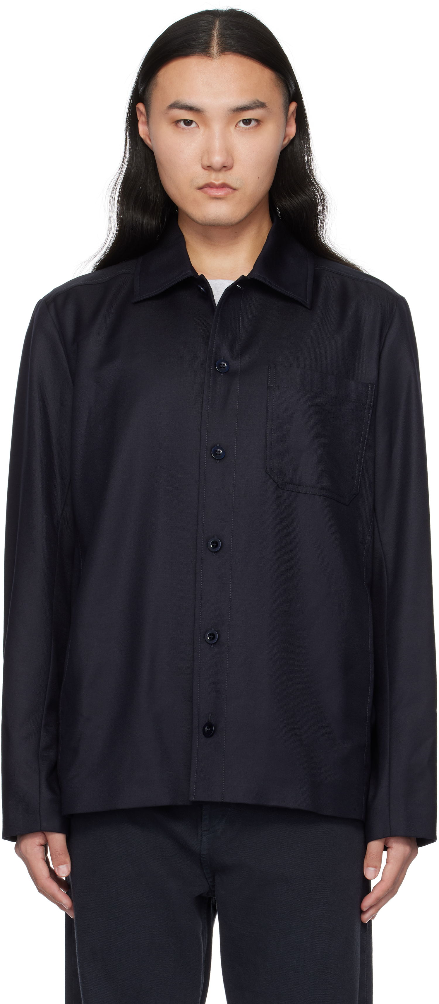 Skjorta A.P.C. Button-Up Regular-Fit Overshirt Blå | LYAAV-H02991, 0