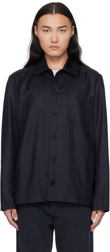 Skjorta A.P.C. Button-Up Regular-Fit Overshirt Blå | LYAAV-H02991, 0