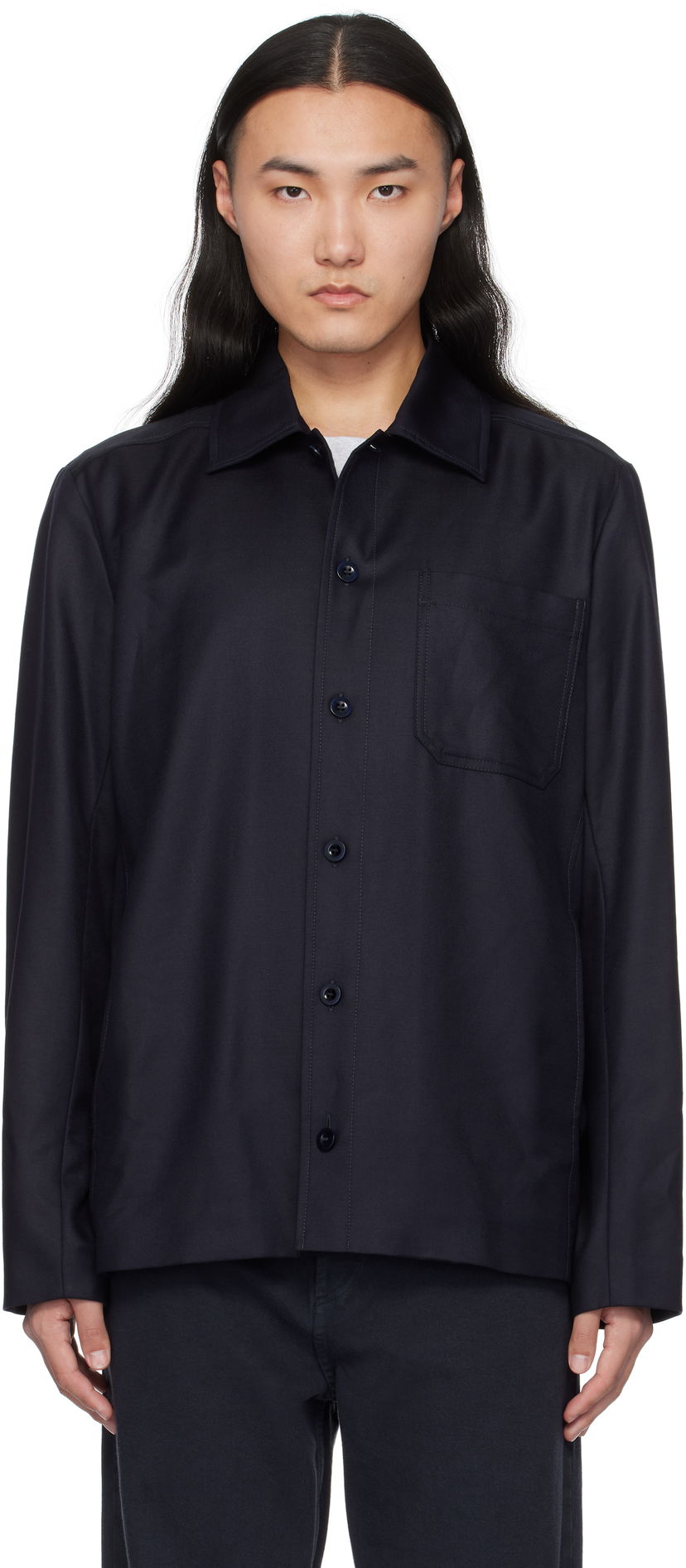 Skjorta A.P.C. Button-Up Regular-Fit Overshirt Blå | LYAAV-H02991