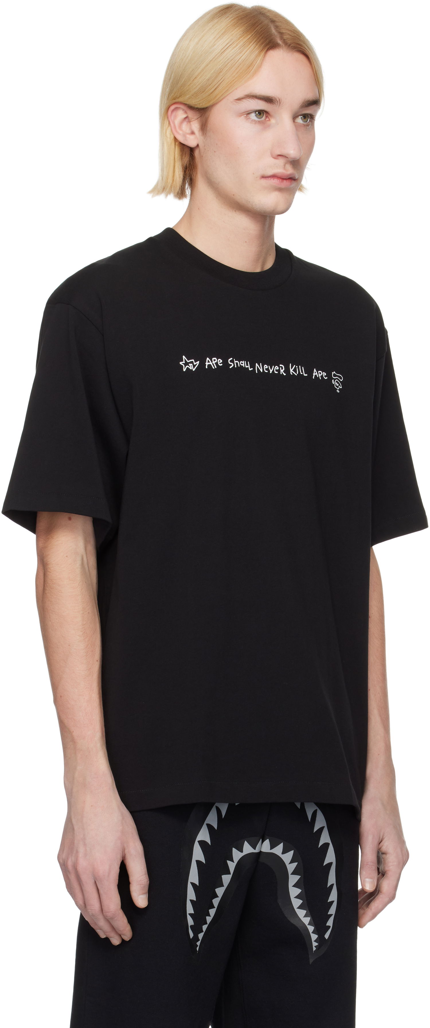 T-shirt BAPE Hand Drawn Logo Relaxed Fit T-Shirt Svart | 001TEK801334M, 1