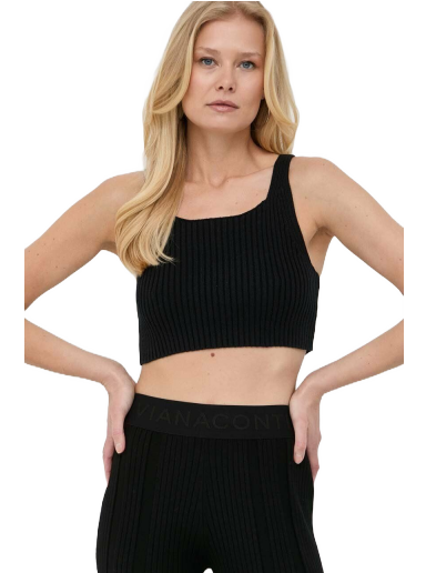 Linne BOSS Organic-Cotton Knitted Top Svart | 50496624