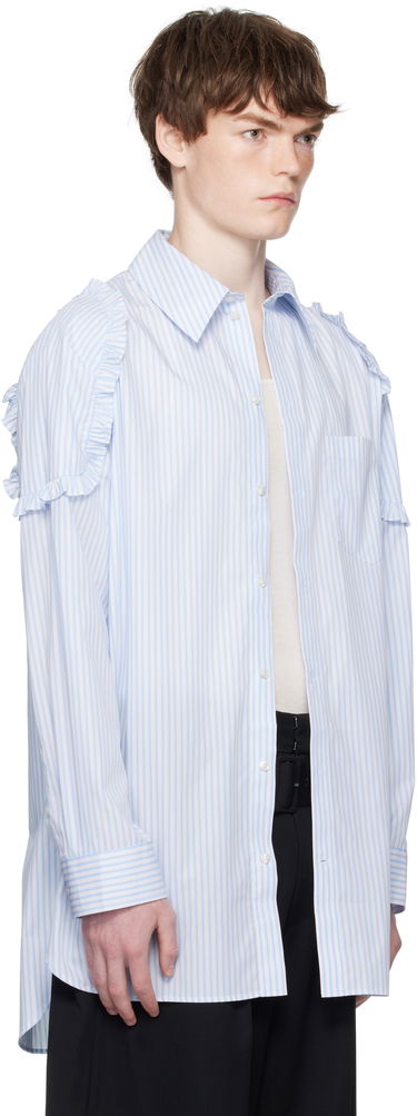 Skjorta Simone Rocha Simone Rocha Ruffle Shoulder Patch Tunic Shirt Blå | 5383 1026, 1