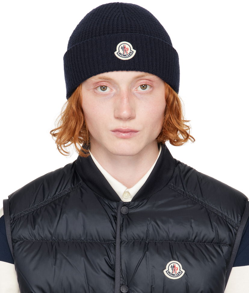 Mössa Moncler Navy Wool & Cashmere Beanie Mörkblå | J20913B00023M4281