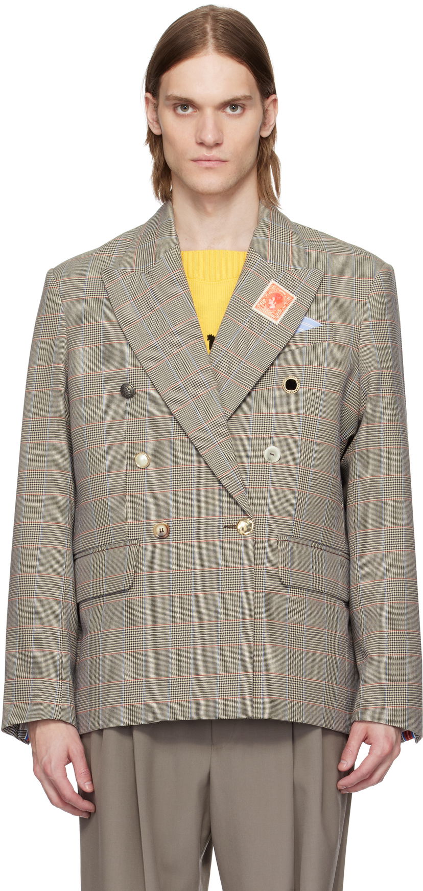 Jacka Charles Jeffrey Loverboy Charles Jeffrey LOVERBOY Edinburgh Double-Breasted Blazer Beige | 54020102