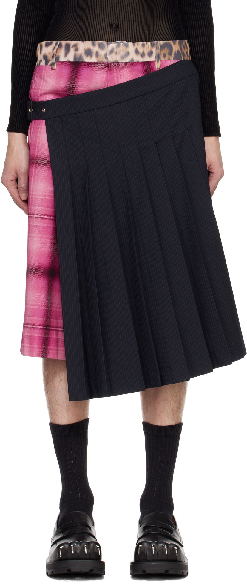 Kjol Charles Jeffrey Loverboy Pleated Skort Mörkblå | 42040102