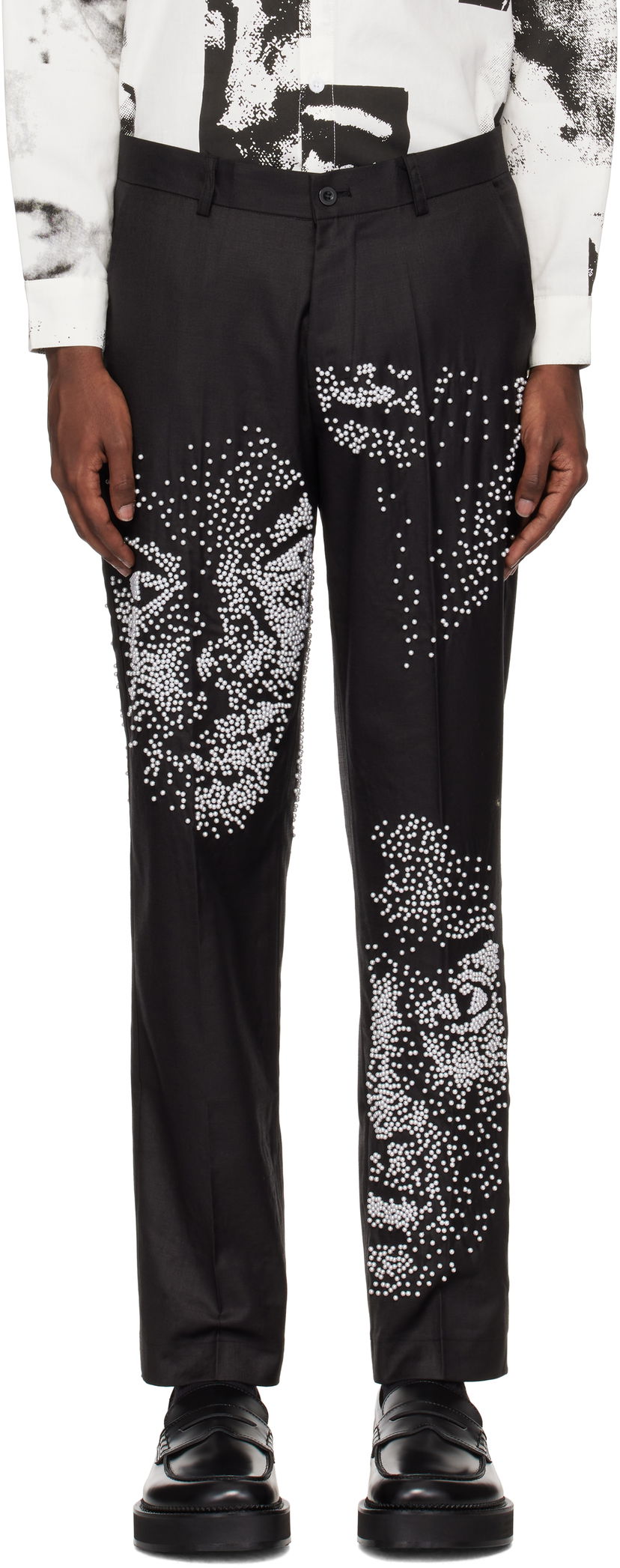 Byxor KidSuper Beaded Faces Suit Trousers Svart | AW24-SUB-04