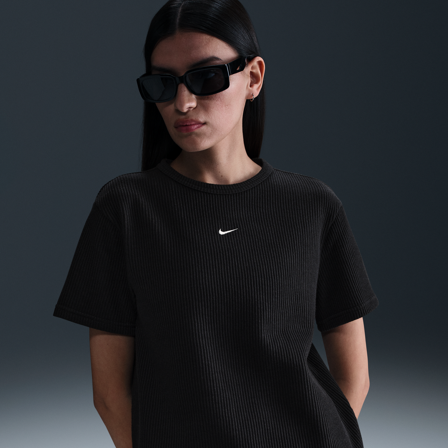 T-shirt Nike Sportswear Chill Waffle Relaxed Fit Short-Sleeve T-Shirt Svart | HJ3838-011, 0