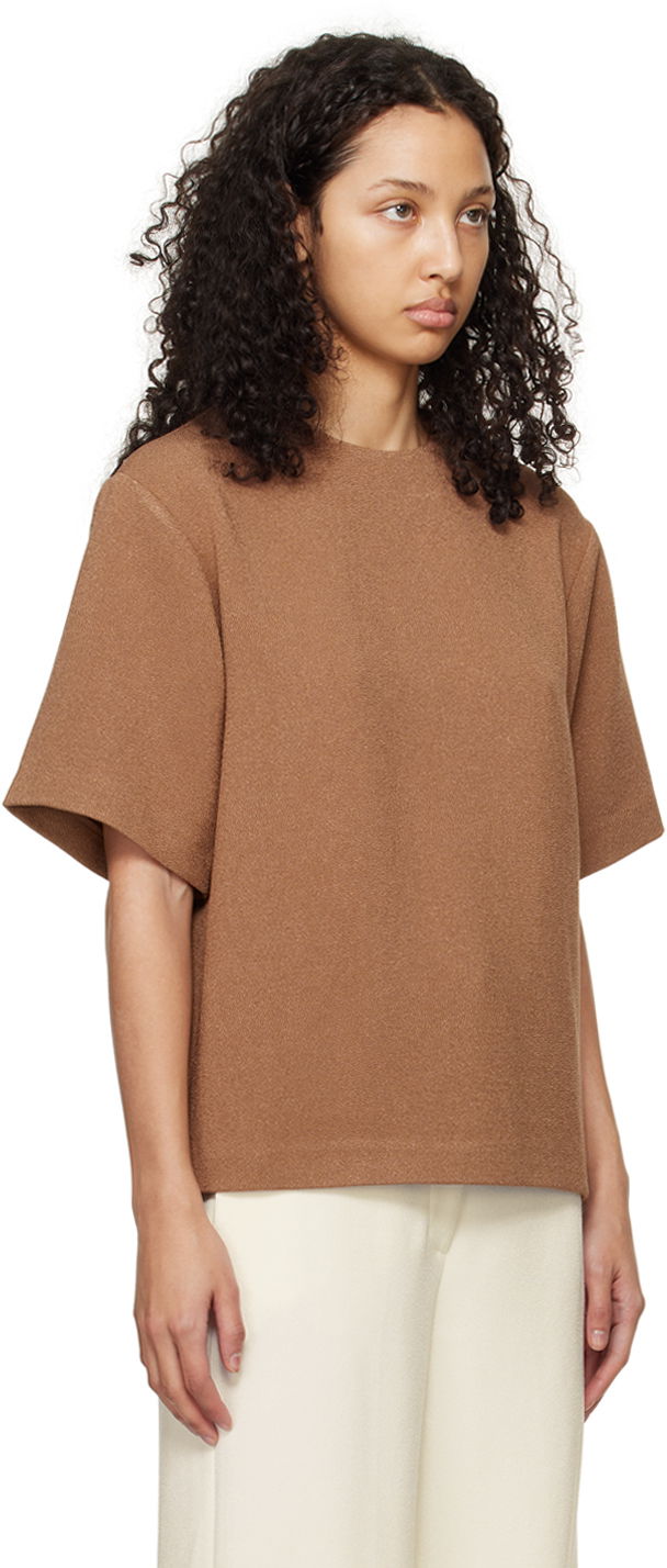 T-shirt Anine Bing Maddie Relaxed-Fit Wool-Blend T-Shirt Brun | A-07-9806-200, 1