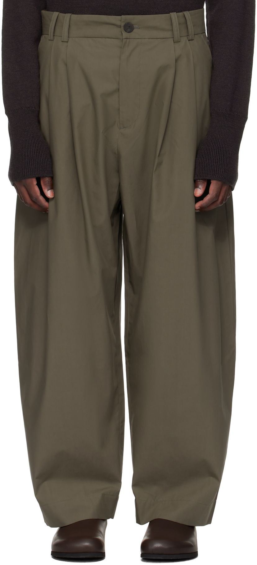 Byxor Studio Nicholson Studio Nicholson Yale Pleated Trousers Grön | YALE SNM - 788