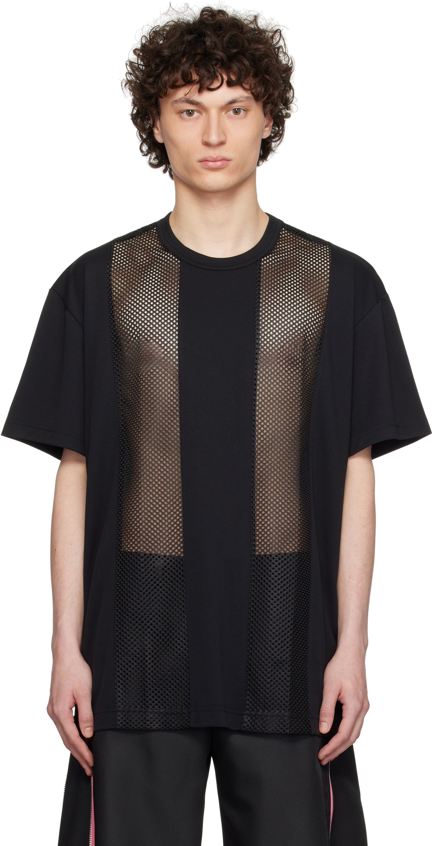 T-shirt Comme des Garçons Homme Plus Polyester Piqué and Mesh T-Shirt Svart | PO-T016-051, 0