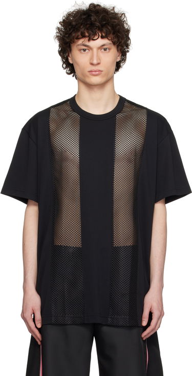 T-shirt Comme des Garçons Homme Plus Polyester Piqué and Mesh T-Shirt Svart | PO-T016-051, 0
