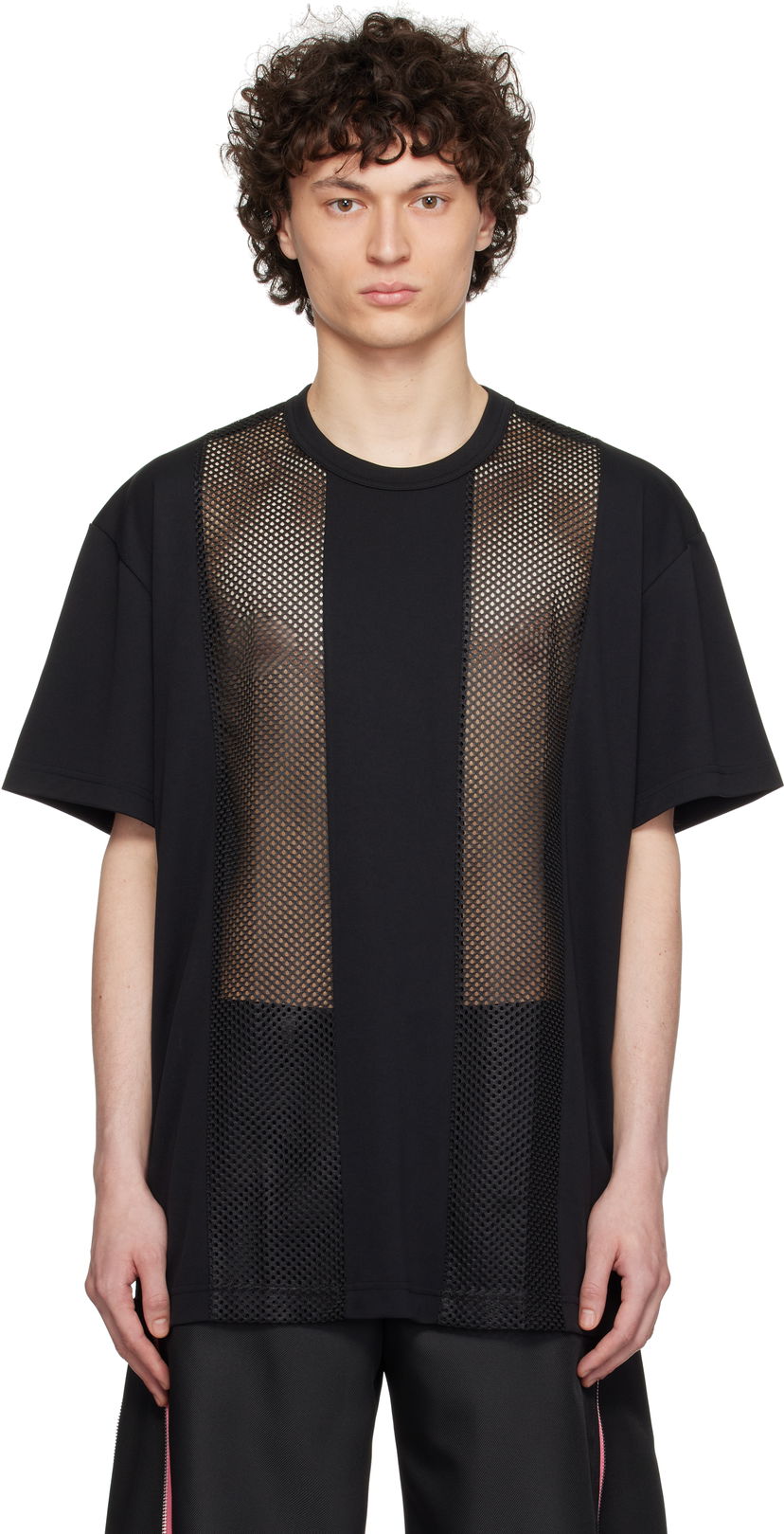 T-shirt Comme des Garçons Homme Plus Polyester Piqué and Mesh T-Shirt Svart | PO-T016-051