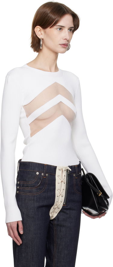 Sweater Jean Paul Gaultier Jean Paul Gaultier 'The Chevrons' Ribbed Sweater Vit | 25/33-F-TO265-M085-01, 4