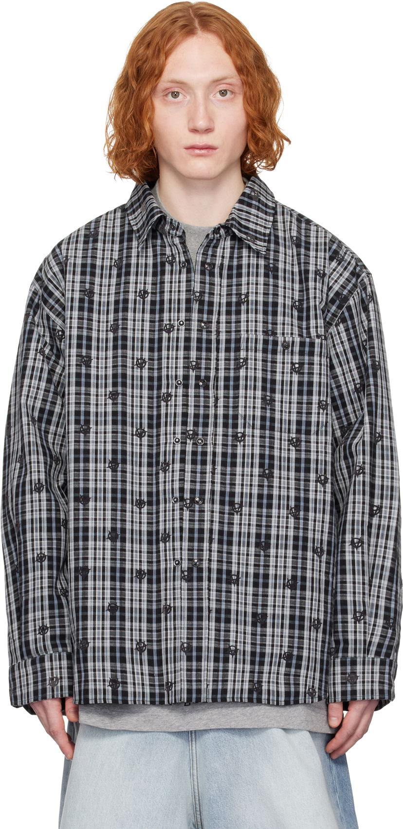 Skjorta VETEMENTS Vetements Padded Flannel Overshirt Blå | UA66SH460N