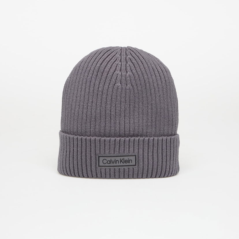 Mössa CALVIN KLEIN Patch Chunky Rib Cotton Hat Grå | LV04D8053G PCX