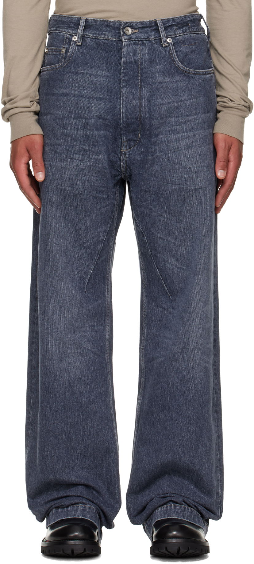 Jeans Rick Owens Jeans Faded Wide-Leg DRKSHDW Concordians Geth Blå | DU02E7351 DGY