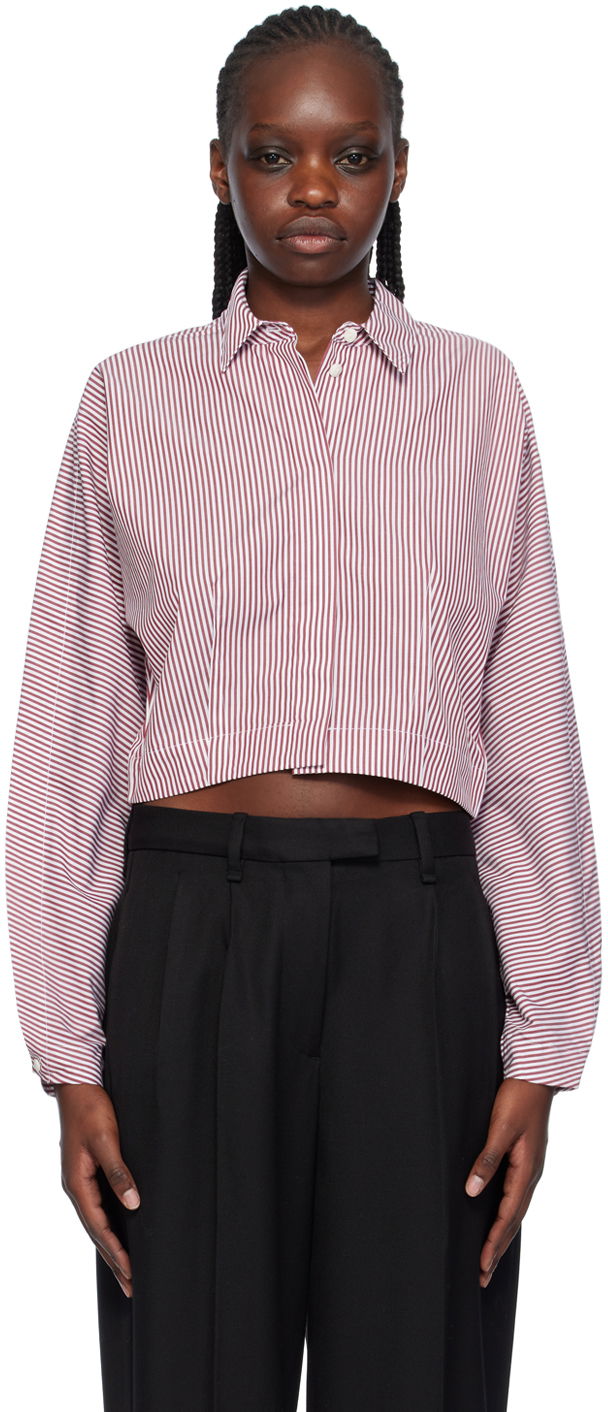 Skjorta rag & bone Morgan Striped Cropped Shirt Röd | WAW23HA0214621