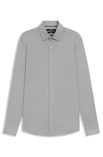 Skjorta BOSS Slim-fit shirt in brushed performance-stretch flannel Grå | 50550563, 0