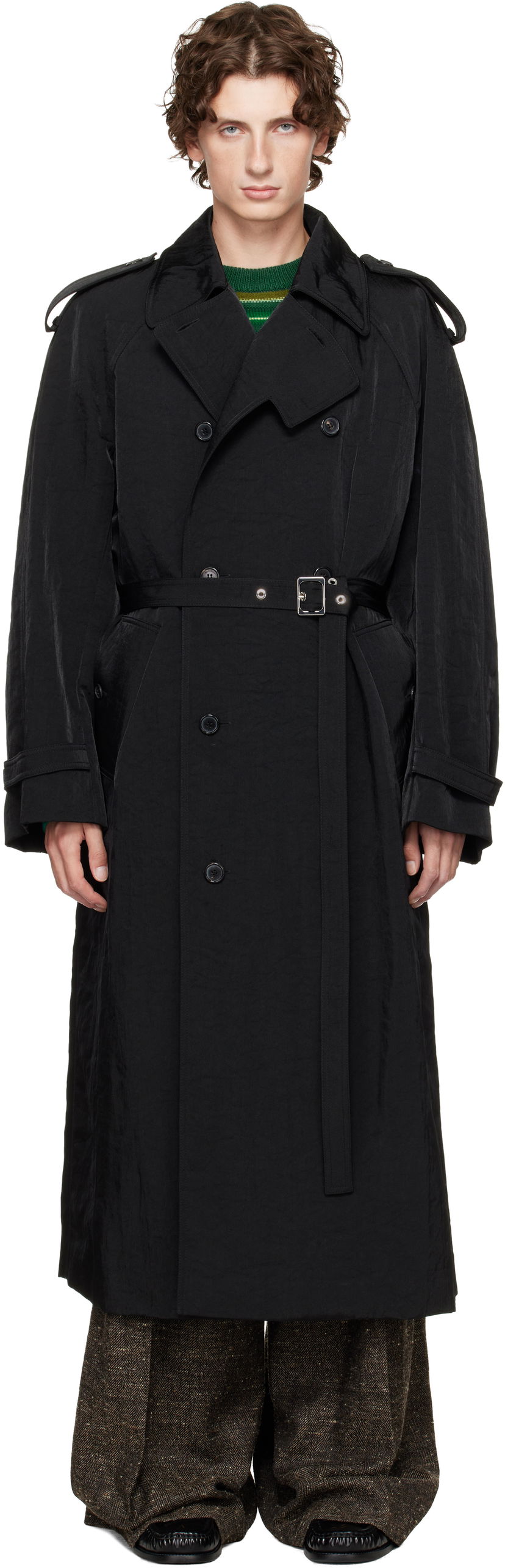 Trenchcoat JW Anderson JW Anderson Double-Breasted Trench Coat Svart | CO0338-PG1818