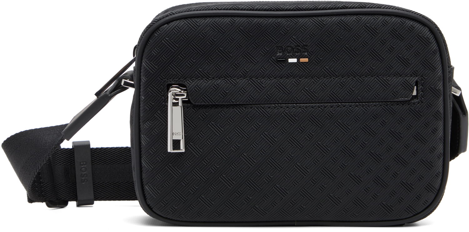 Axelväska BOSS Embossed Geometric Pattern Crossbody Bag Svart | 50548071, 0