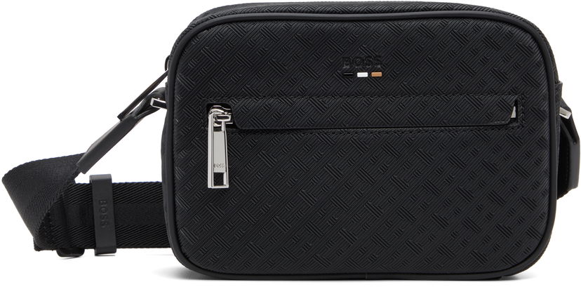 Axelväska BOSS Embossed Geometric Pattern Crossbody Bag Svart | 50548071