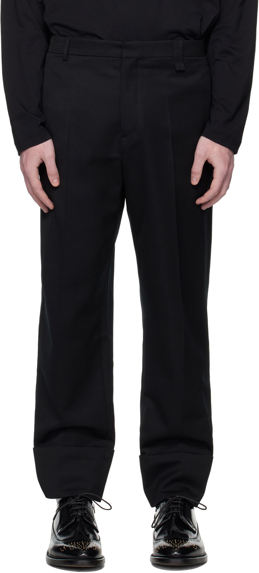 Byxor Simone Rocha Simone Rocha Cuffed Straight Leg Trousers Svart | 4175 1217