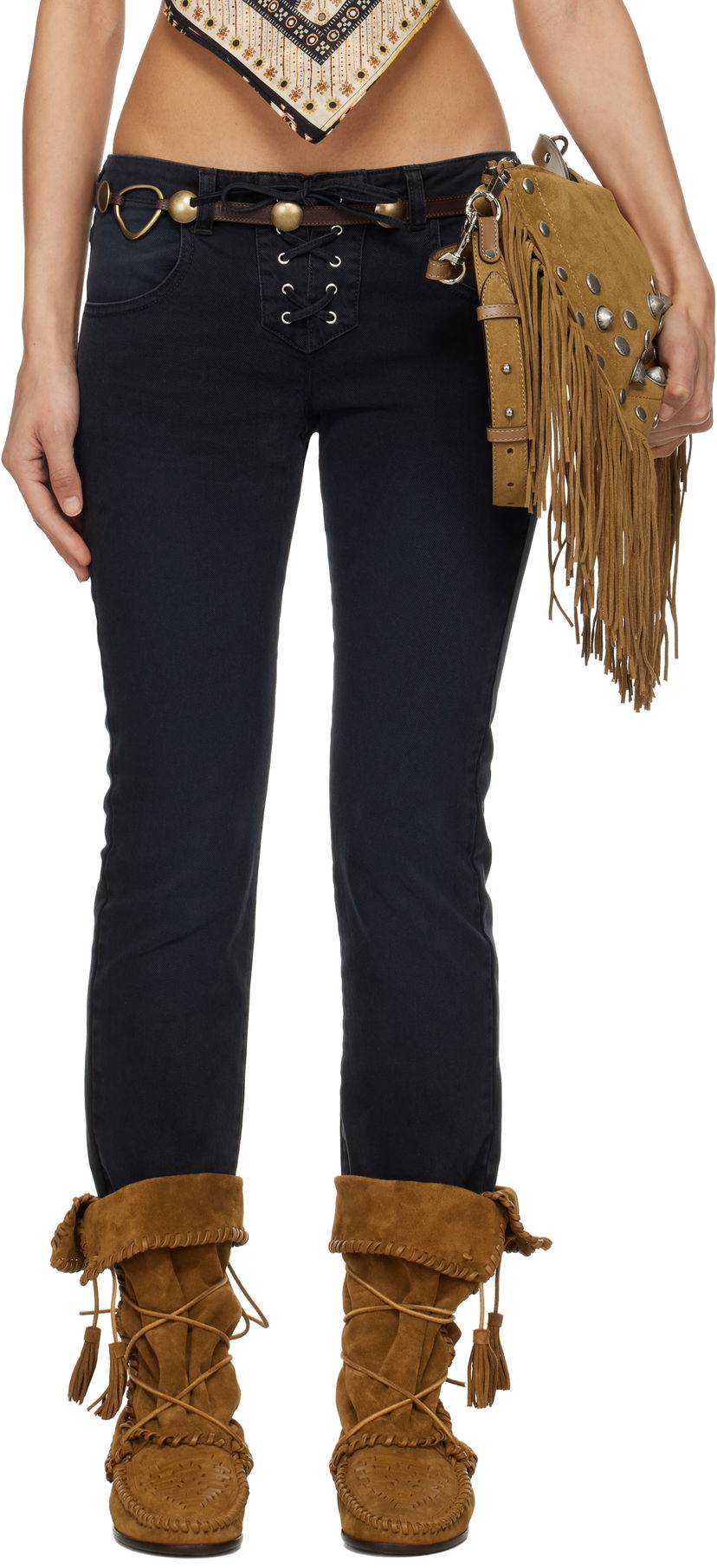Jeans ISABEL MARANT Isabel Marant Vanel Lace-Up Jeans Svart | PA0544FB-C2H02I