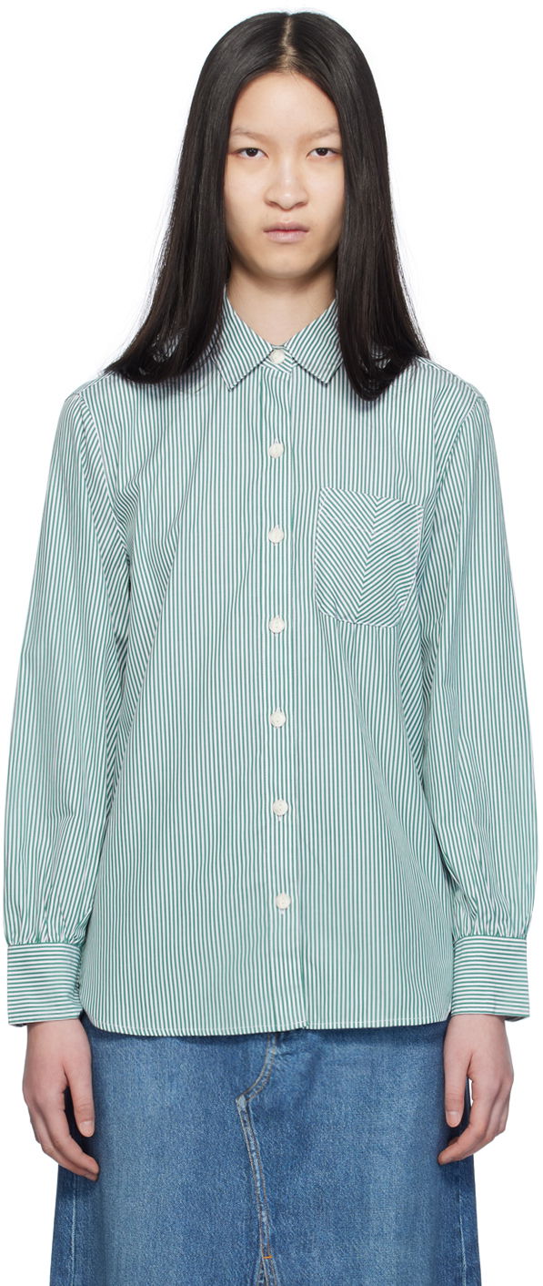 Skjorta rag & bone Rag & Bone Maxine Striped Shirt Grön | WAW23SA041ZE41
