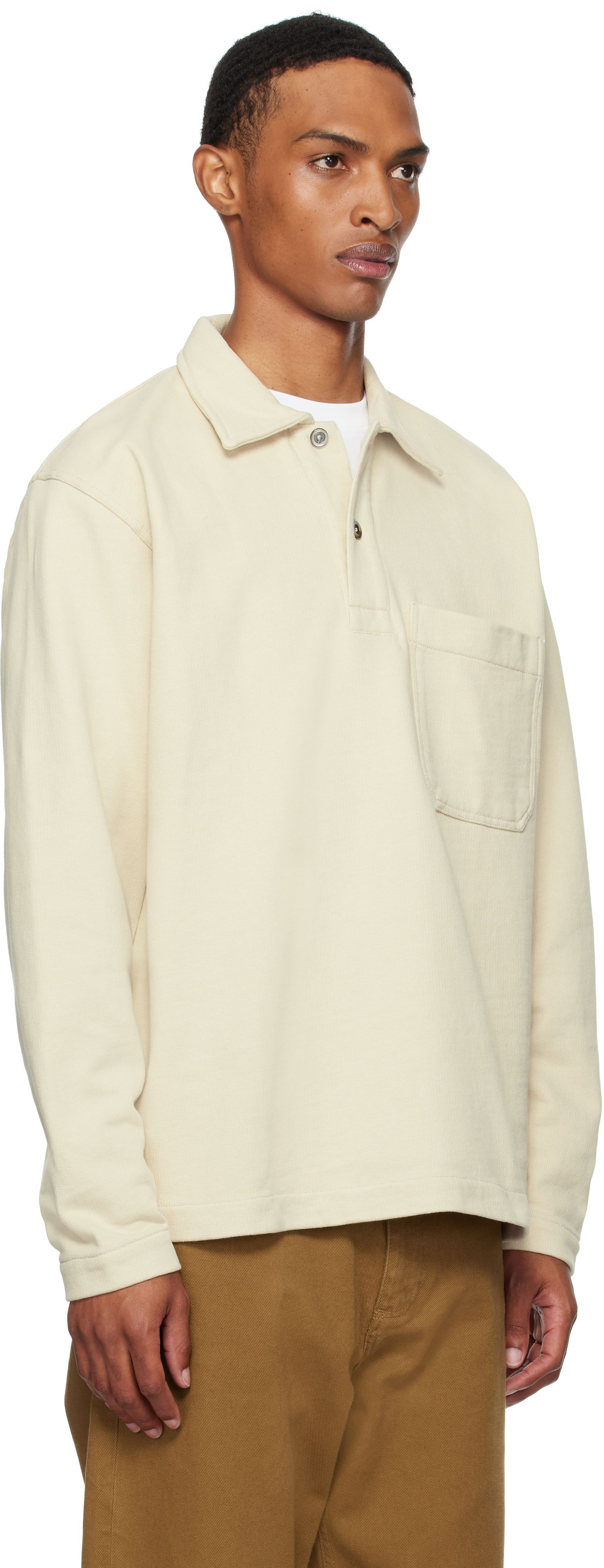 Polotröja NORSE PROJECTS Norse Projects Fraser Relaxed Organic Loopback Long Sleeve Polo Beige | N20-1377, 1