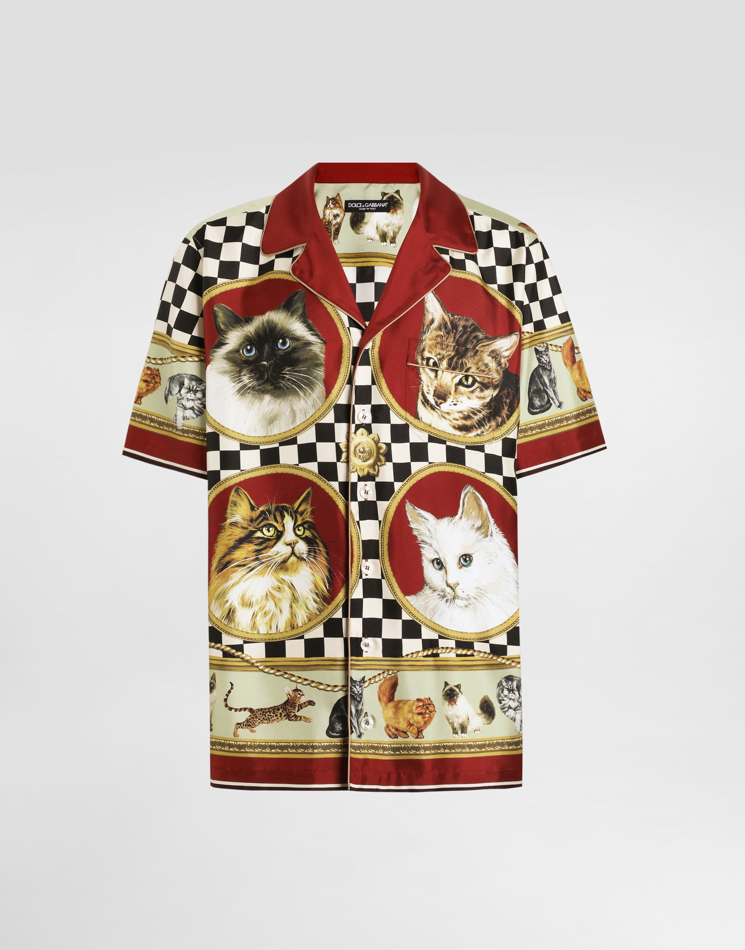 Skjorta Dolce & Gabbana Dolce & Gabbana Cat Print Silk Shirt Flerfärgad | G5LH3THI1VVHH5ID, 0