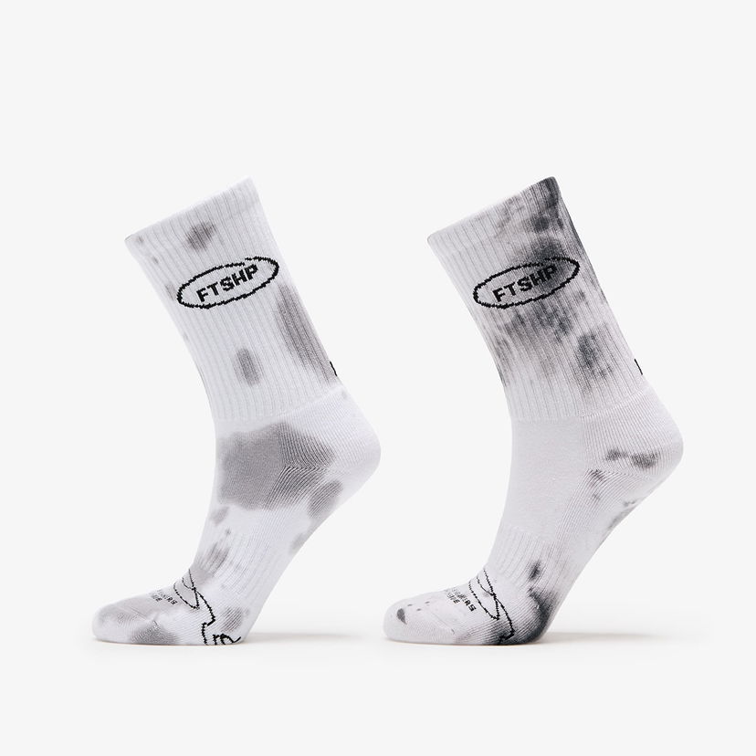 Strumpor Footshop Basic Crew Socks 2-Pack Tie Dey Bw Vit | FTSHP_363