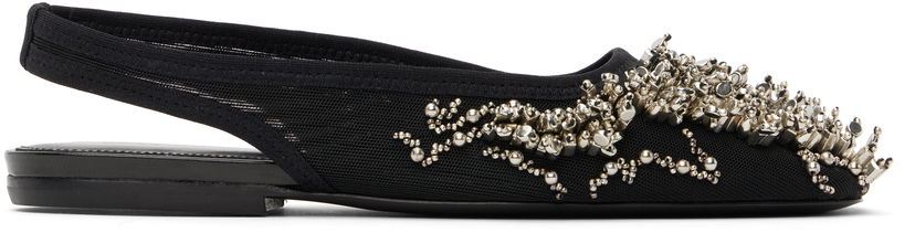 Tillbehör Dries Van Noten Dries Van Noten Embellished Mesh Slingback Ballerinas Svart | WS251-1617-800
