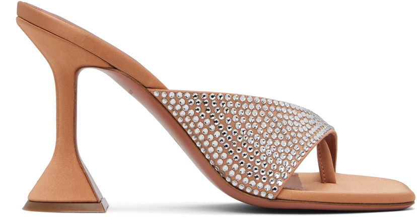Skovård Amina Muaddi Amina Muaddi Shiona 95 Crystal-Embellished Heeled Thong Sandals Rosa | SHIONA CRYSTAL SLIPPER