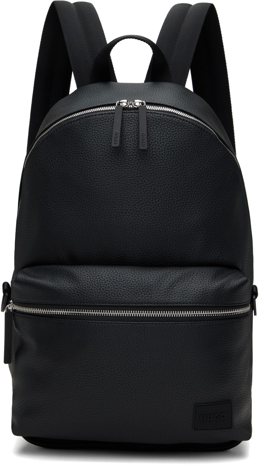 Ryggsäck BOSS Faux-Leather Backpack Svart | 50535693