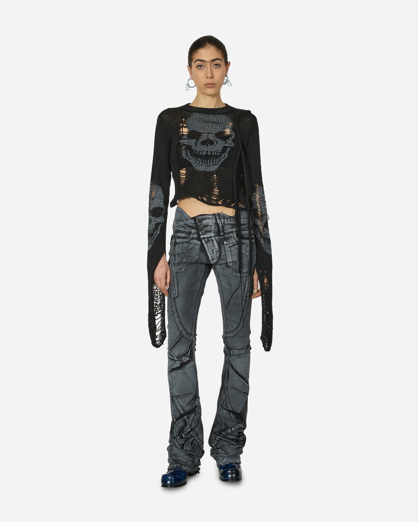 Sweater Ottolinger Distressed Skull Knit Sweater Svart | 708203 BLACK