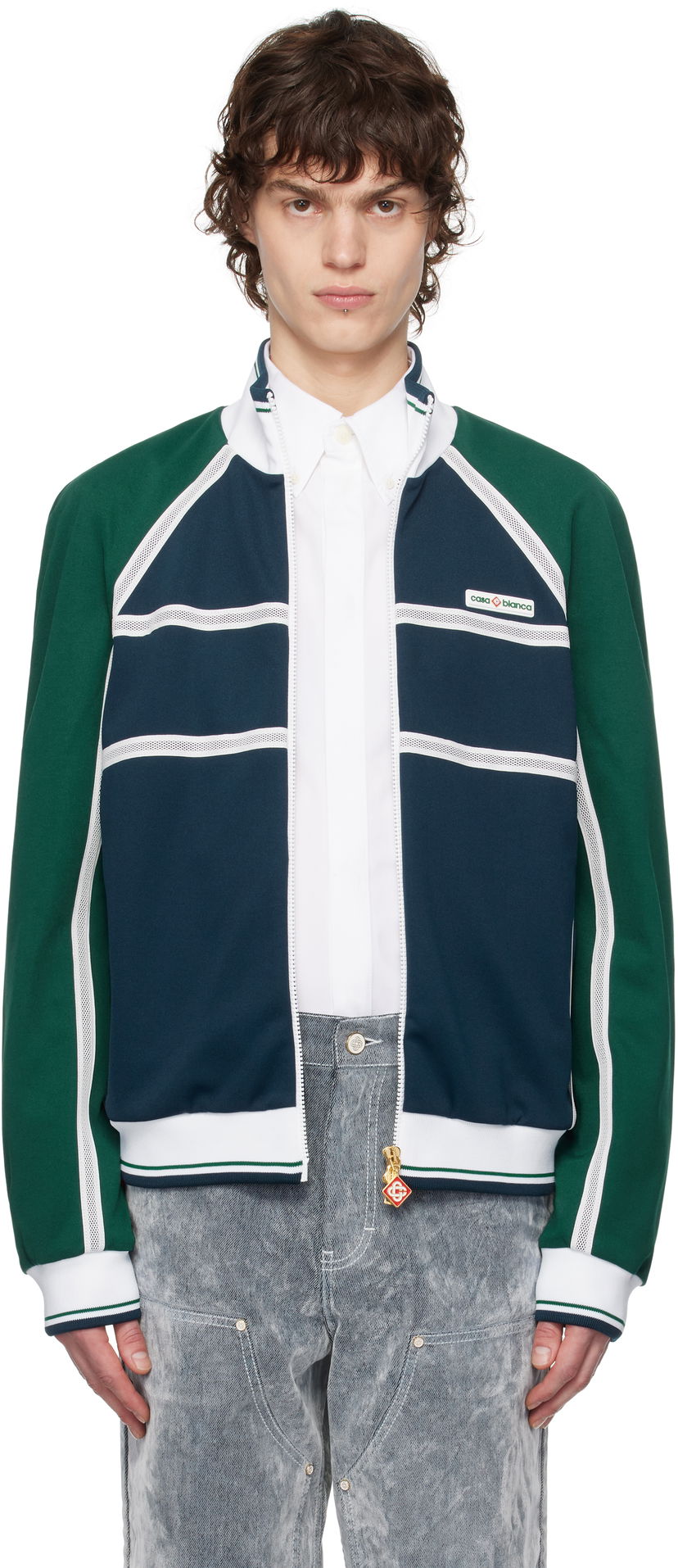 Bomberjacka Casablanca Casablanca Mesh Tape Track Jacket Mörkblå | MPS25-JTP-320-01