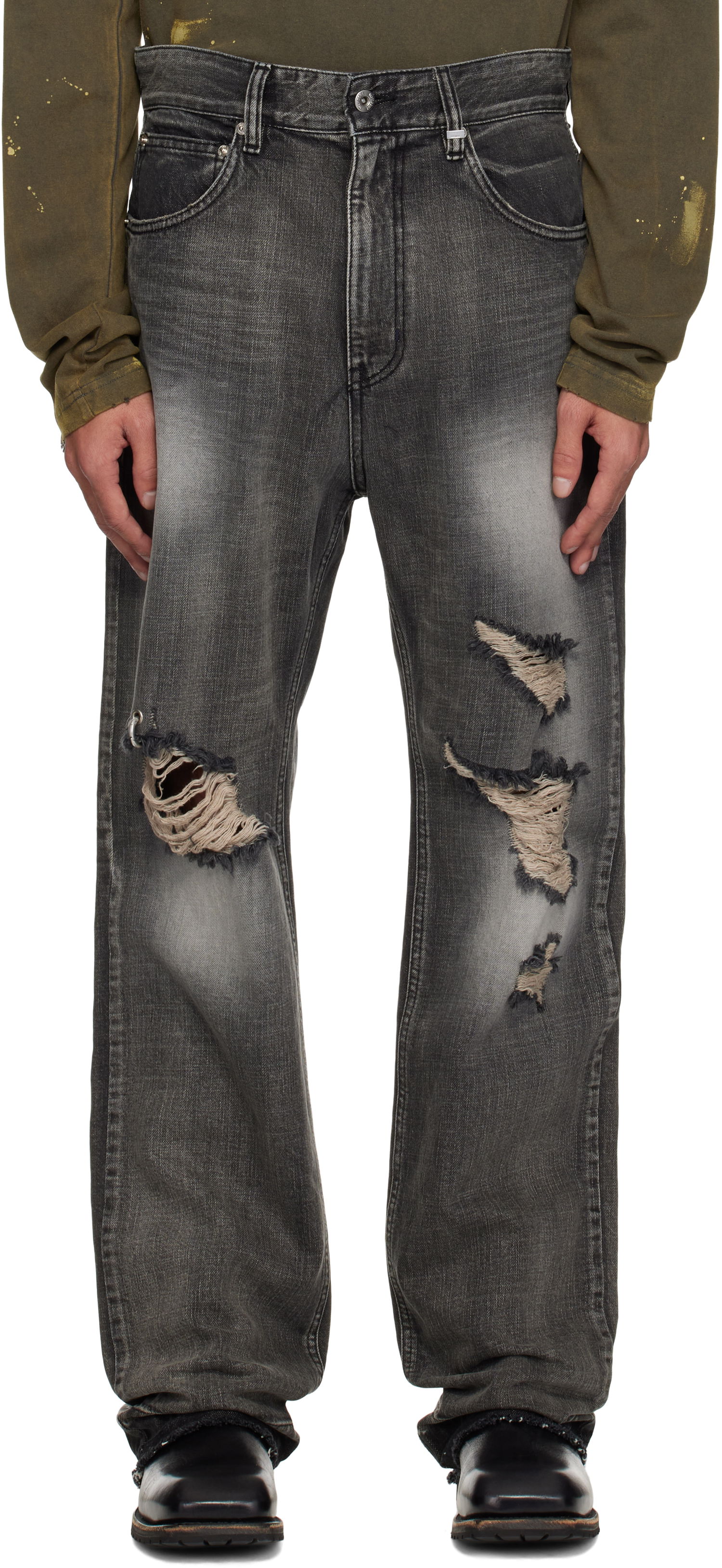 Jeans We11done We11done Ripped Jeans Grå | WD-DP1-25-339-M-BK, 0