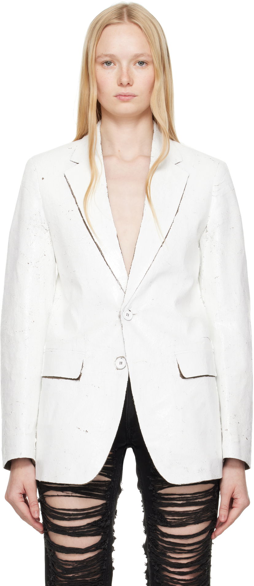 Jacka Maison Margiela MM6 Maison Margiela Hand-Coated Blazer Vit | S62BN0110 M35437