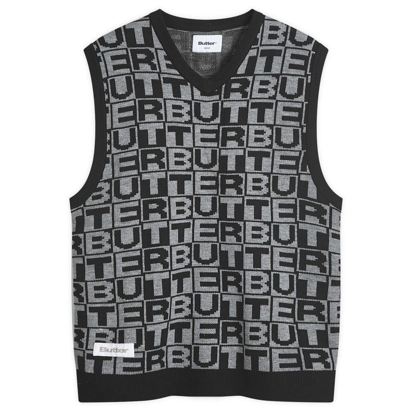 Väst Butter Goods Goods Tiles Knitted Vest Black Svart | BG243300-BLK