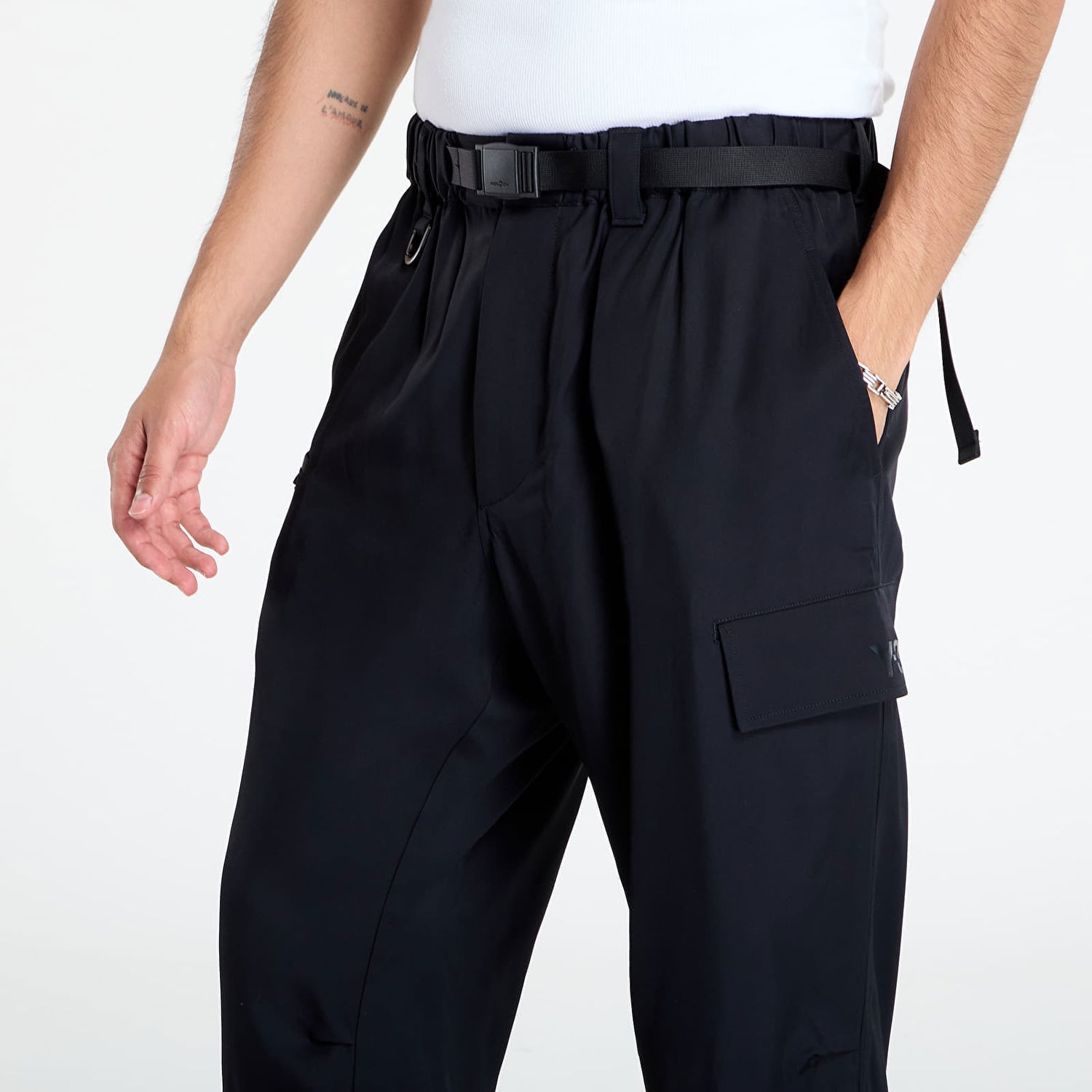 Byxor Y-3 Y-3 Rayon Twill Cuffed Pants Svart | JX7283, 1