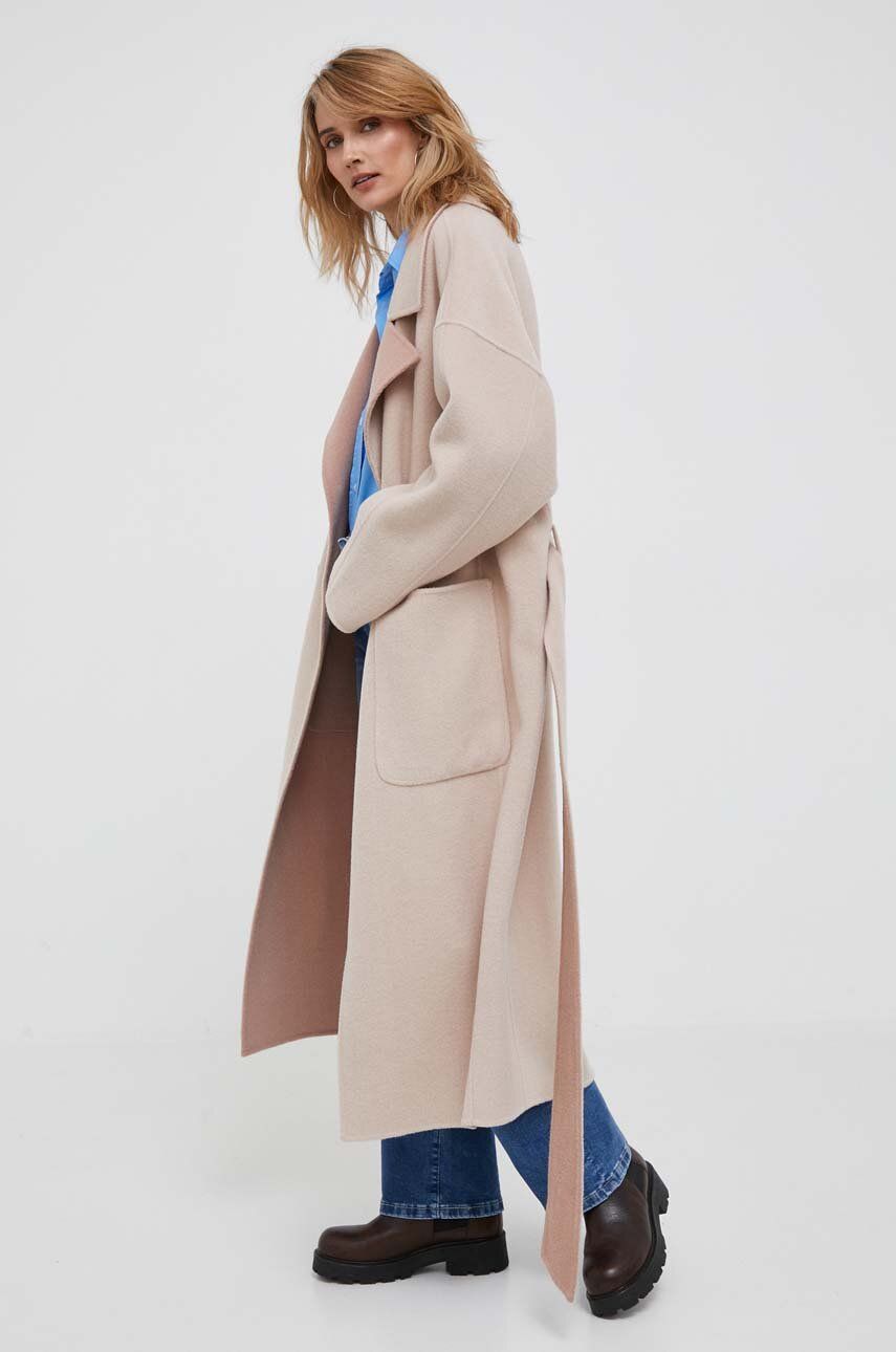 Rockar CALVIN KLEIN Tied-waist Wool Coat Beige | K20K205855, 0
