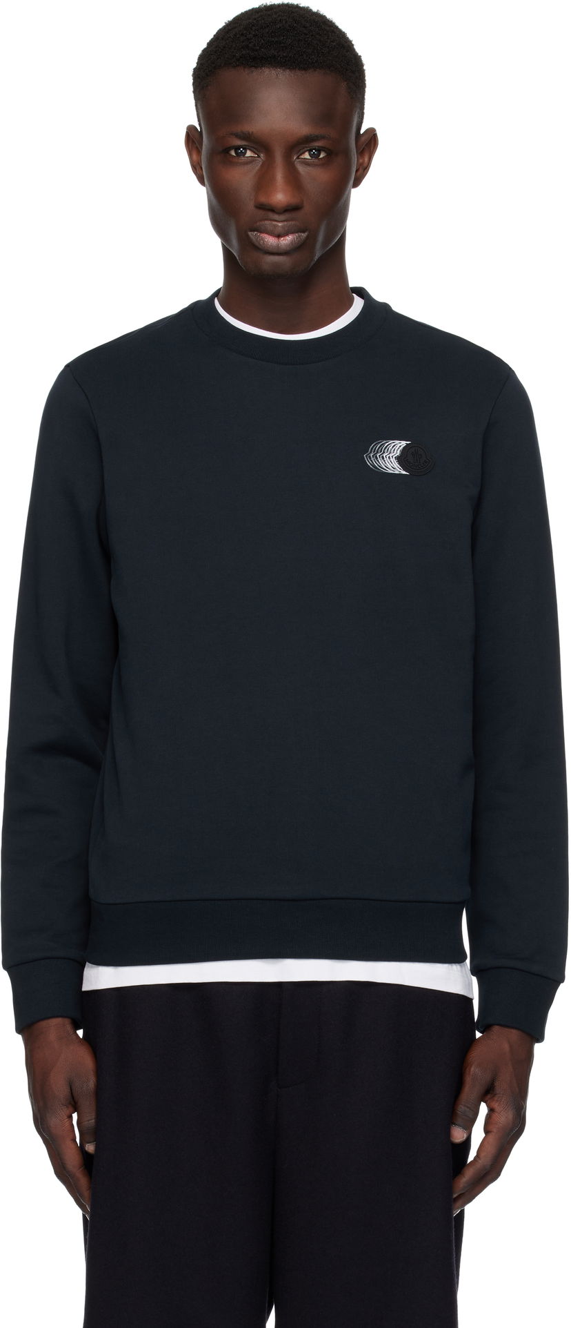 Sweater Moncler Moncler Faded Logo Cotton Sweatshirt Mörkblå | K10918G00039809KR